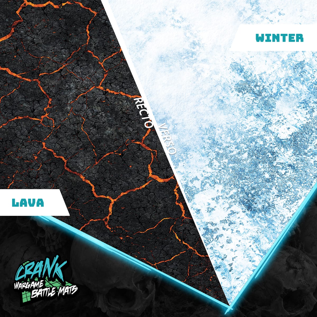 Lava / Winter - 60X44 - Game mat Recto Verso Battle mat crank-wargame