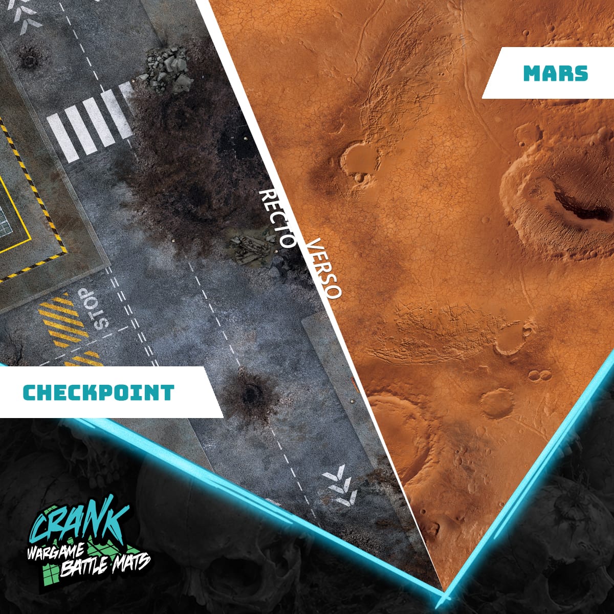 Mars & Chekpoint - 60X44 - Tapis de jeu Recto Verso Battle mat crank-wargame