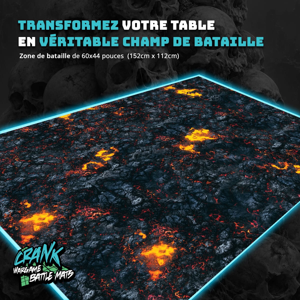 Inferno- 60x44 - Tapis de jeu warhammer 40000 Battle mat crank-wargame