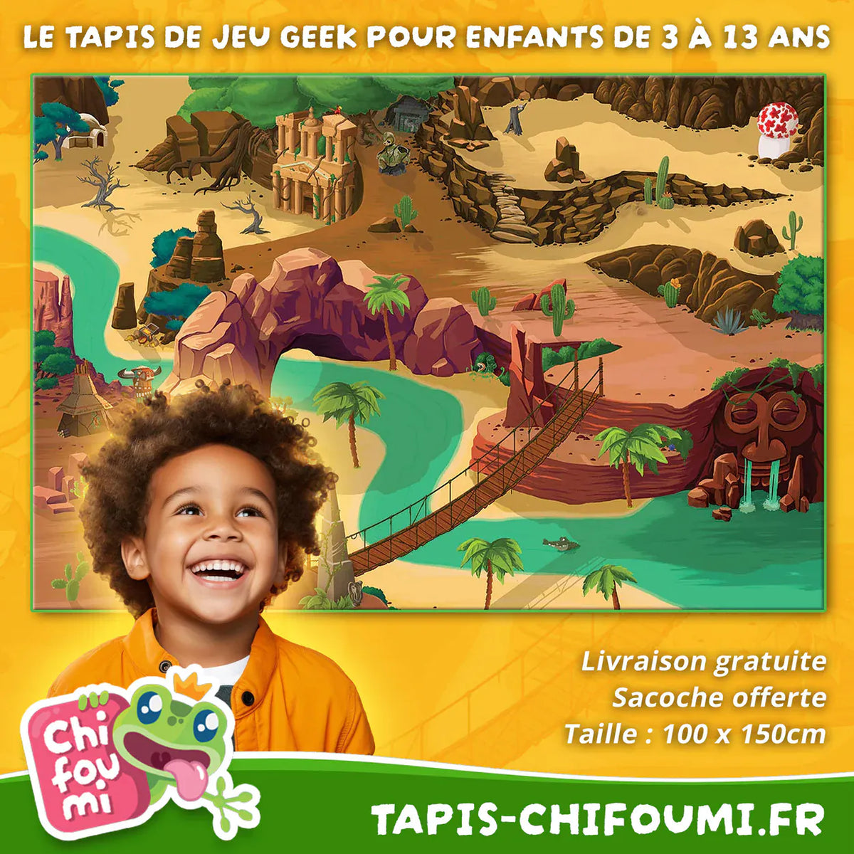 Tapis de jeu exploration “Adventureland” - 150x100cm tapis-chifoumi