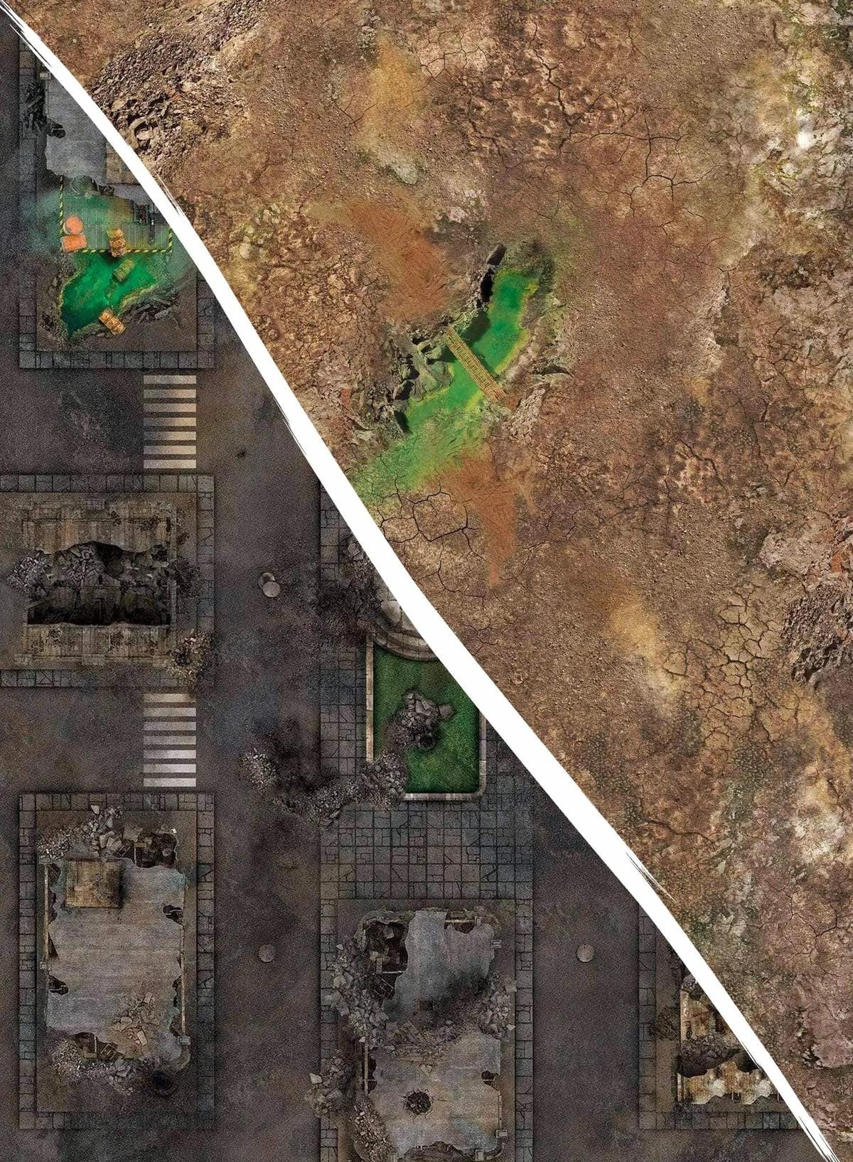 Apocalypse & wasteland - 60X44 - Tapis de Jeu Urbain et Wasteland Battle mat crank-wargame