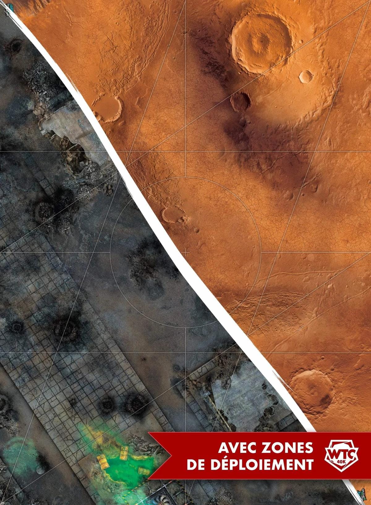 Recto/Verso Wh40k avec zone de déploiements 60x44 - Street/Mars Battle mat crank-wargame