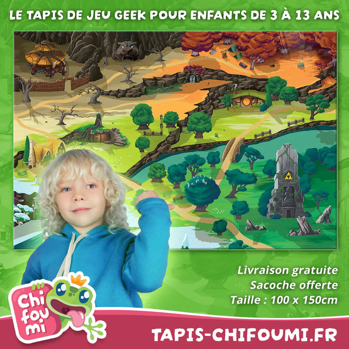Tapis jeu heroic fantasy “Middle plains” - 150x100cm tapis-chifoumi
