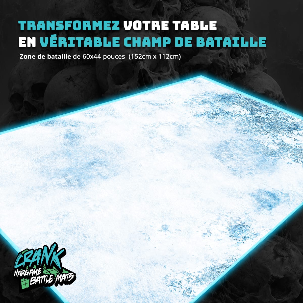 Lava / Winter - 60X44 - Game mat Recto Verso Battle mat crank-wargame