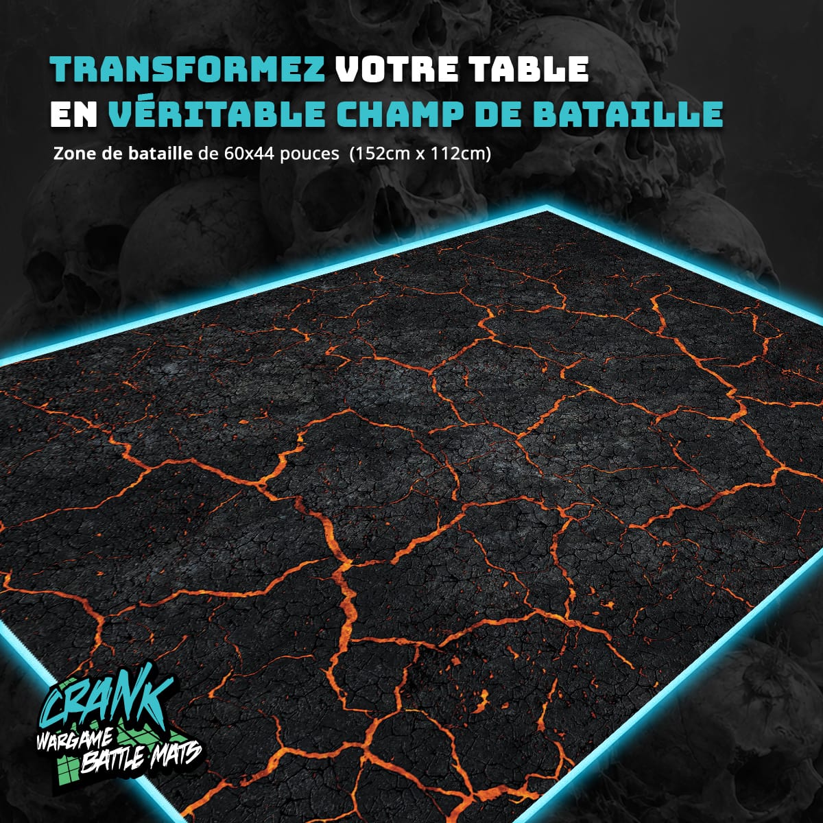 Lava / Winter - 60X44 - Game mat Recto Verso Battle mat crank-wargame