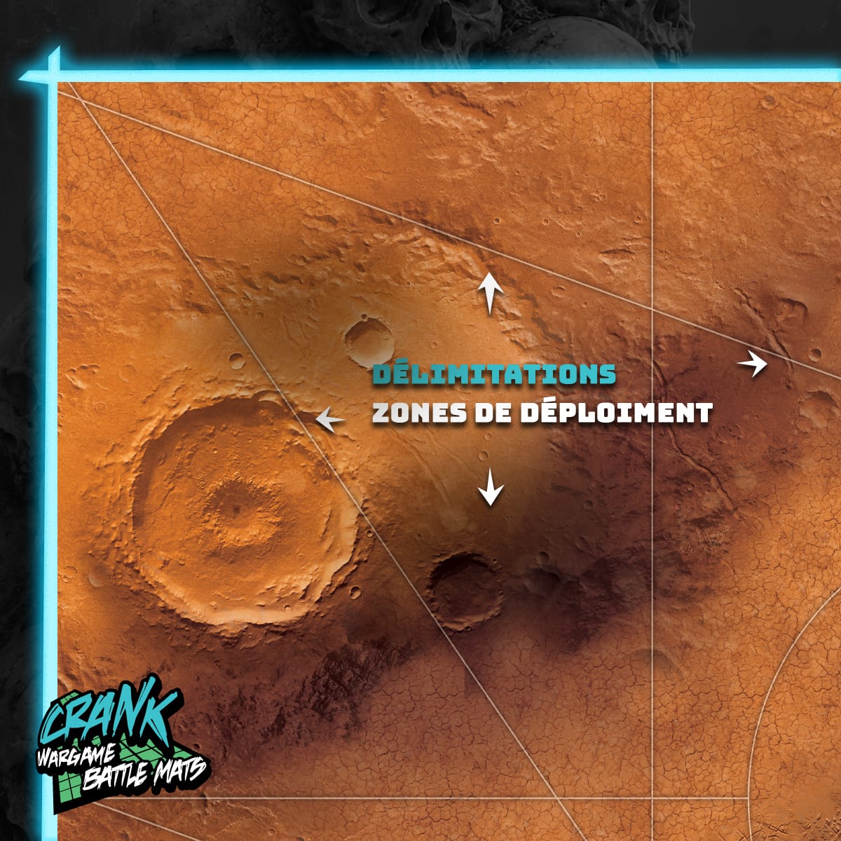 Mars 60x44 Avec zone de déploiement Wh40k - Tapis de jeu compétitif Battle mat crank-wargame