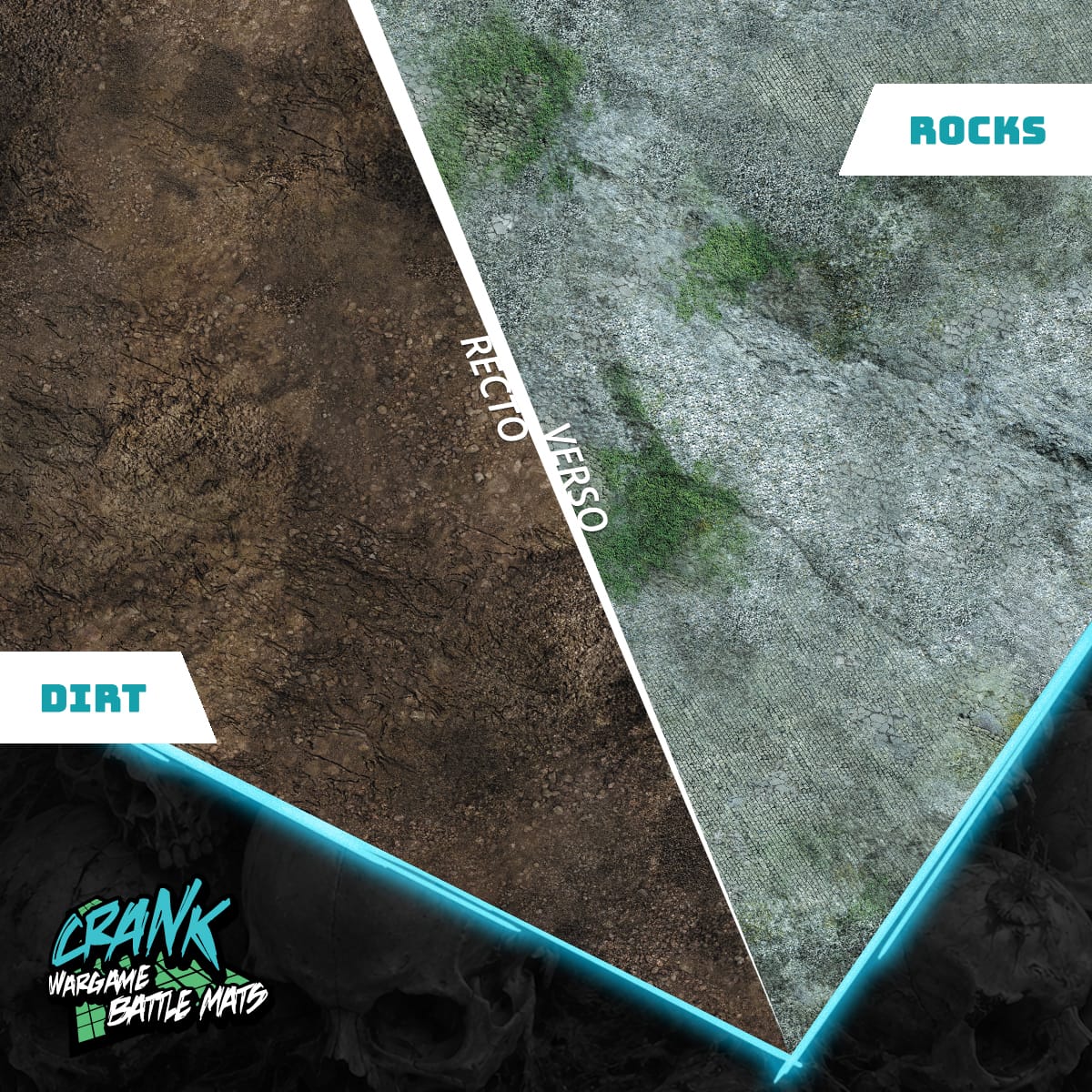 Dirt / Rocks - 60X44 - Game mat Recto Verso Battle mat crank-wargame