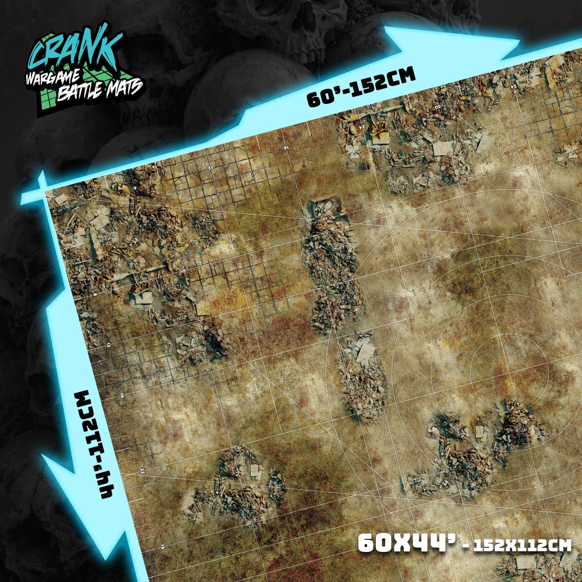 Battlezone 60x44 Avec zone de déploiement Wh40k - Tapis de jeu compétitif Battle mat crank-wargame