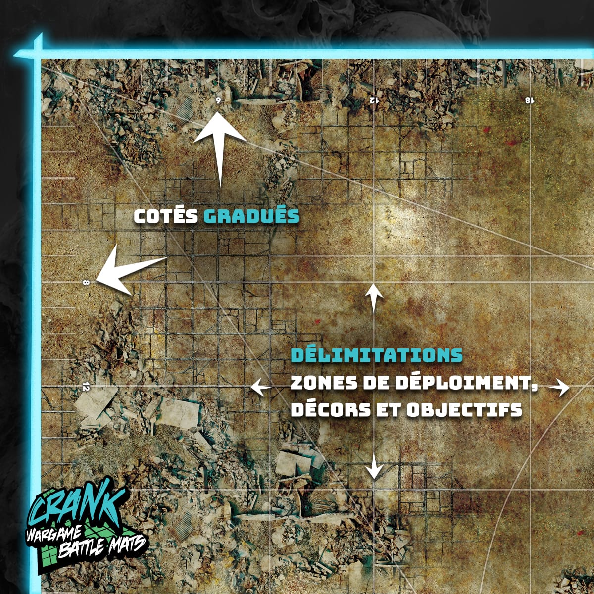 Battlezone 60x44 Avec zone de déploiement Wh40k - Tapis de jeu compétitif Battle mat crank-wargame
