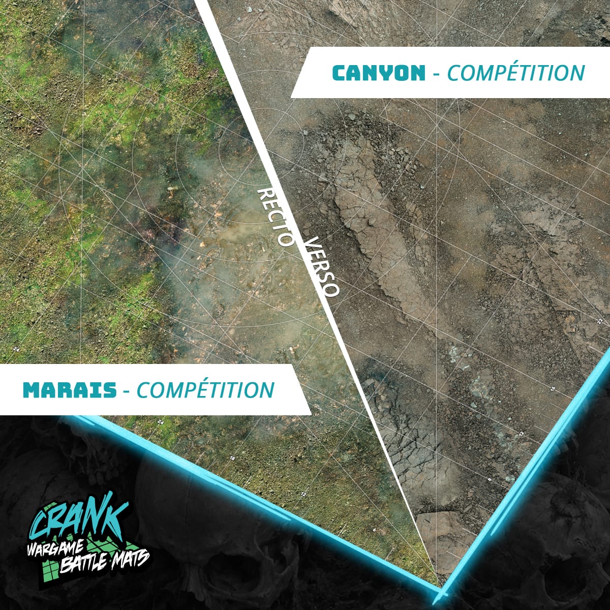 Marais / Canyon  60x44 - Recto/Verso- Tapis de jeu compétitif Battle mat crank-wargame