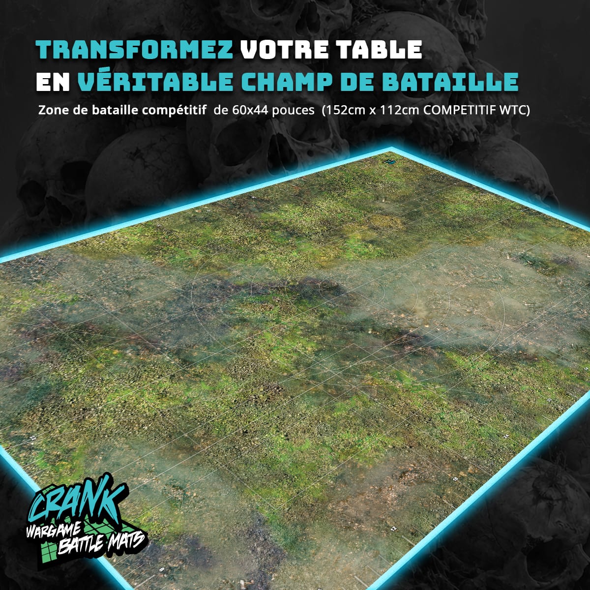 Marais / Canyon  60x44 - Recto/Verso- Tapis de jeu compétitif Battle mat crank-wargame