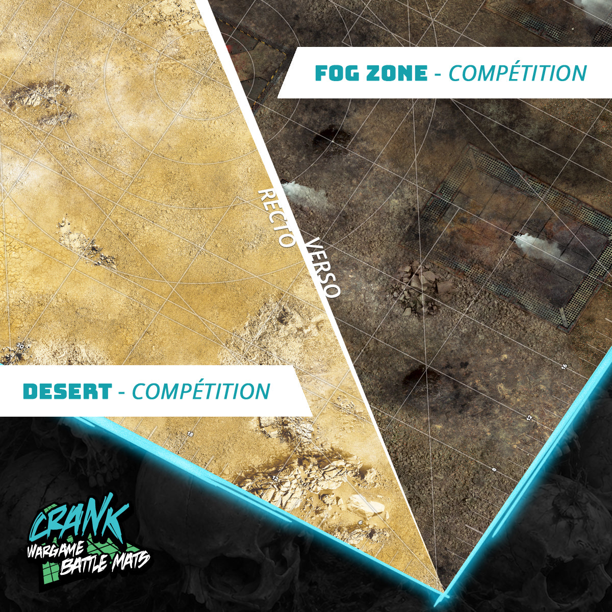 Tapis de jeu - 60x44 - Recto/Verso- Tapis de jeu compétitif - Desert / Fog Zone