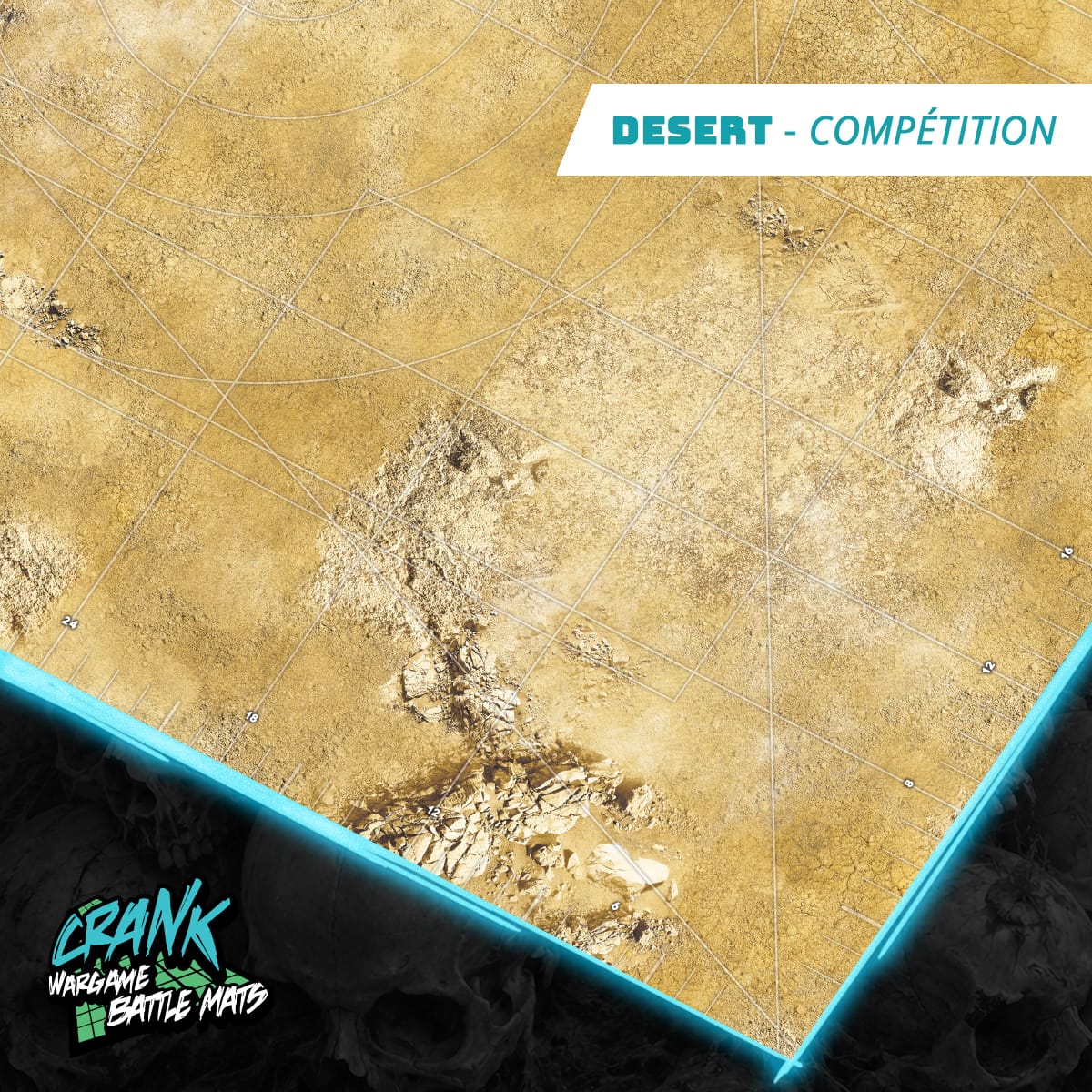 Tapis de jeu - 60x44 - Recto/Verso- Tapis de jeu compétitif - Desert / Fog Zone Battle mat crank-wargame