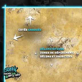 Tapis de jeu - 60x44 - Recto/Verso- Tapis de jeu compétitif - Desert / Fog Zone Battle mat crank-wargame