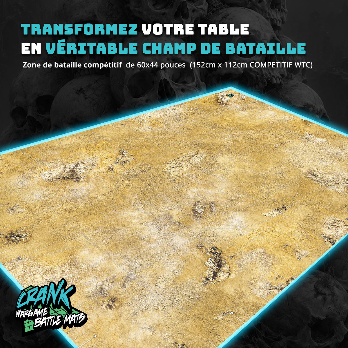 Desert 60x44 Avec zone de déploiement Wh40k - Tapis de jeu compétitif