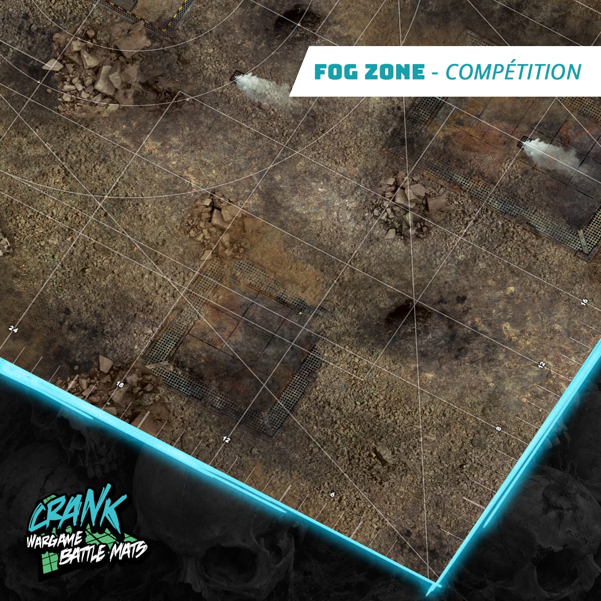 Tapis de jeu - 60x44 - Recto/Verso- Tapis de jeu compétitif - Desert / Fog Zone Battle mat crank-wargame