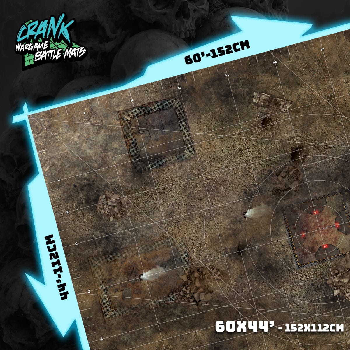 Tapis de jeu - 60x44 - Recto/Verso- Tapis de jeu compétitif - Desert / Fog Zone Battle mat crank-wargame