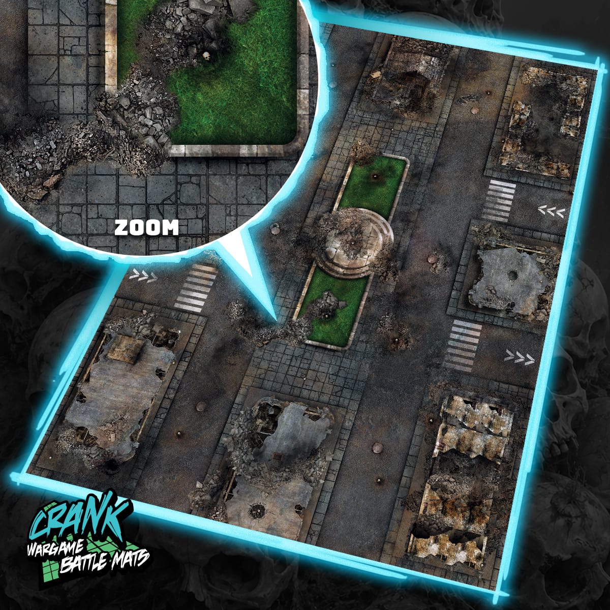Apocalypse & wasteland - 60X44 - Tapis de Jeu Urbain et Wasteland Battle mat crank-wargame