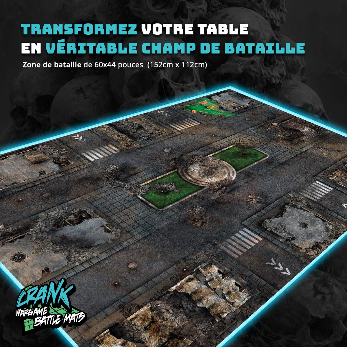 Apocalypse & wasteland - 60X44 - Tapis de Jeu Urbain et Wasteland Battle mat crank-wargame