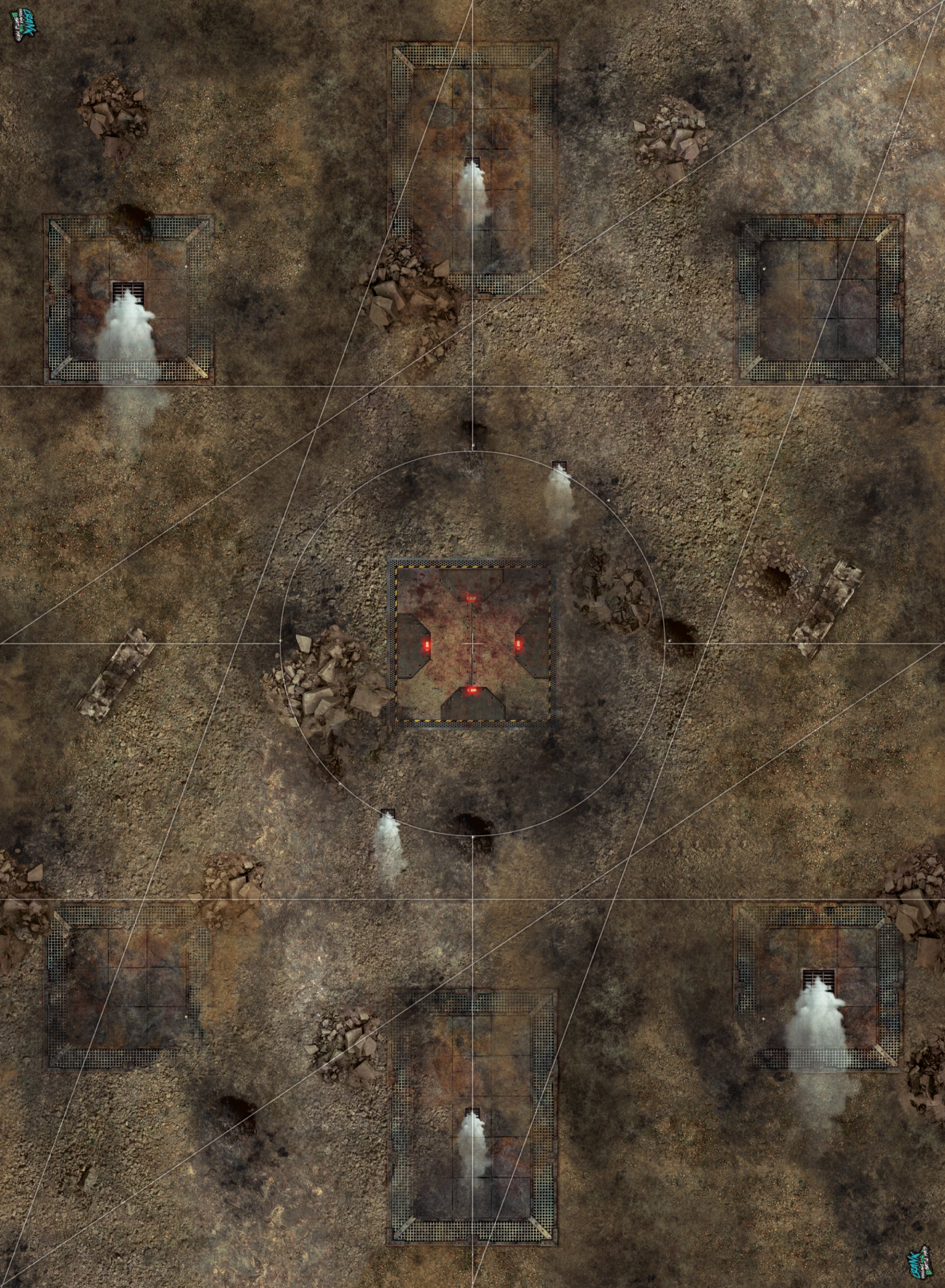 Matte Battle with Wh40k Deployment Area - Double-sided- Competitive Playmat - Desert / Fog Zone