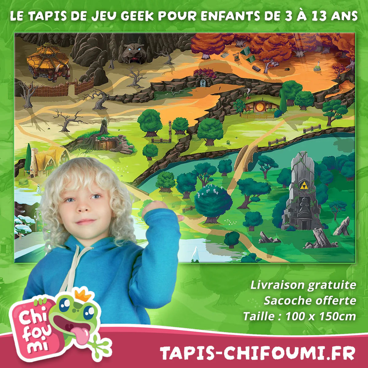 Tapis jeu heroic fantasy “Middle plains” - 150x100cm