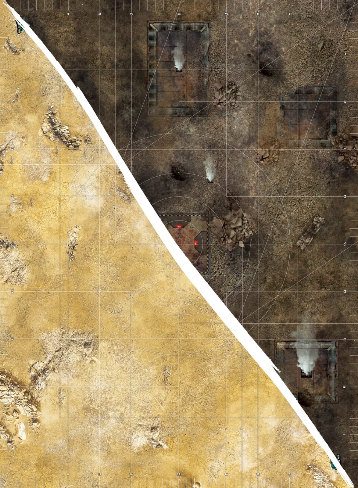 Tapis de jeu - 60x44 - Recto/Verso- Tapis de jeu compétitif - Desert / Fog Zone Battle mat crank-wargame