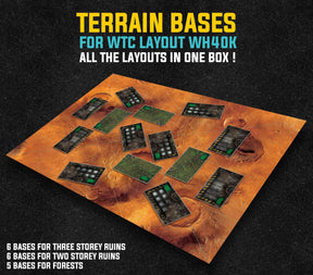 Zone de terrain "Forests + Buildings" Layout WTC40k - 17 pièces game mat battle mats play mats tapis jeu crank-wargame