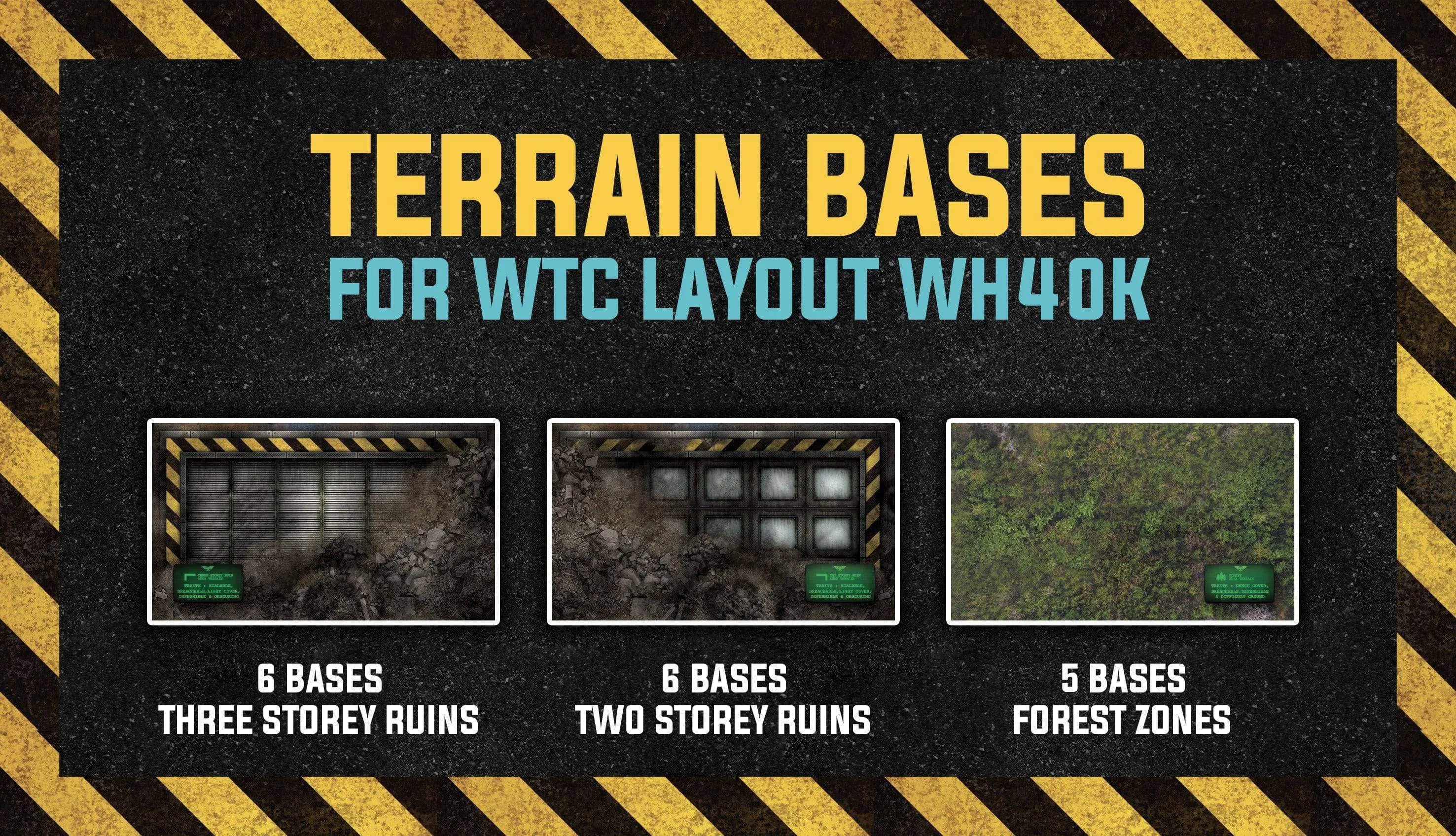 Zone de terrain "Forests + Buildings" Layout WTC40k - 17 pièces game mat battle mats play mats tapis jeu crank-wargame